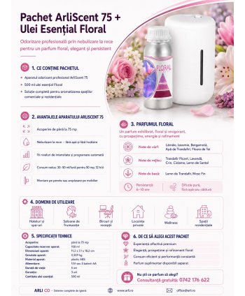 Pachet Promoțional ArliScent® 75 + Ulei Esențial Floral 500 ml  Odorizare profesională premium pentru spații mari
