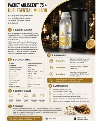 Pachet Promoțional ArliScent® 75 + Ulei Esențial Million 500 ml  Odorizare profesională premium, un ambient de lux