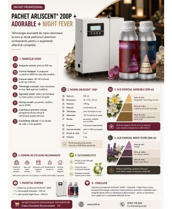 Pachet Difuzor Profesional de Uleiuri Esentiale ArliScent  + Adorable 500ml + Night Fever 500ml