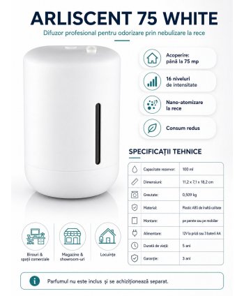 Aparat odorizant ArliScent 75 alb, acoperire 75 mp