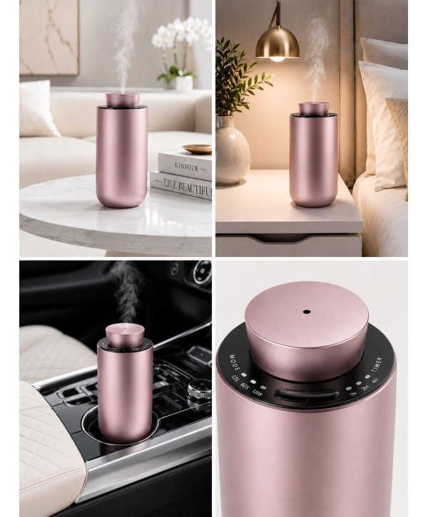 Difuzor Rose Gold pentru esențe odorizante prin nebulizare – Soluția ideală pentru auto și birou