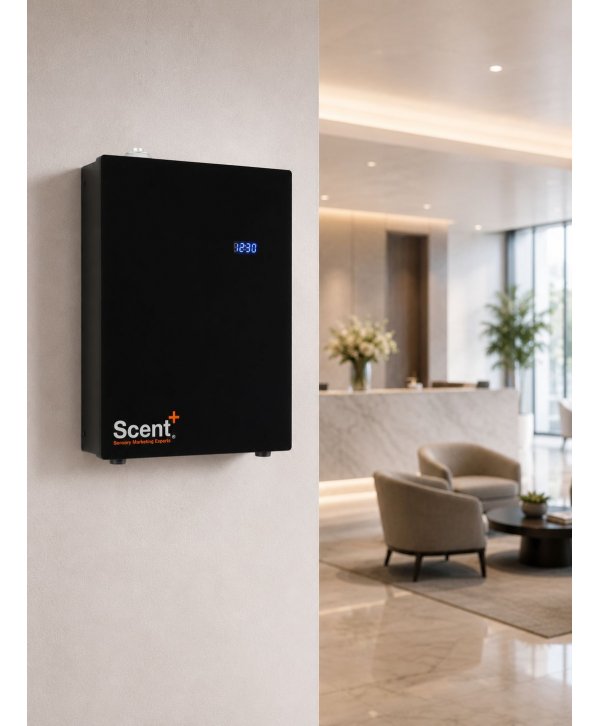 Aparat odorizant ulei esential, acoperire 700 mp, priza, app, bluetooth, instalatie HVAC, rezervor 150 ml, ScentPlus 700