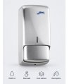 Dozator din inox satinat pentru sapun lichid din gama Jofel Futura, antivandalism, design minimalist, calitate premium