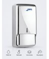Dozator din inox lucios pentru sapun lichid din gama Jofel Futura, antivandalism, design minimalist, calitate premium