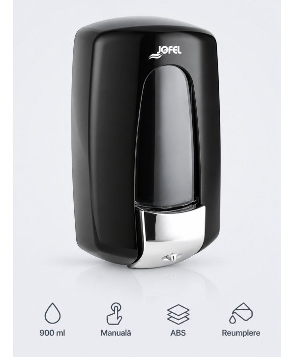 Dozator Săpun Lichid Jofel AITANA „Elegance Black”, capacitate 900 ml - Design Premium și Igienă Dozator Săpun Lichid Jofel AITANA „Elegance Black”, capacitate 900 ml - Design Premium și Igienă