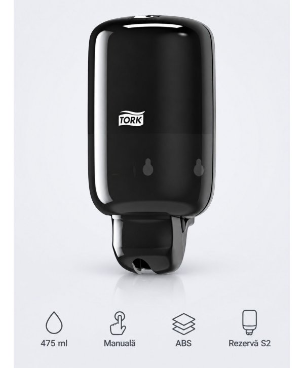 Dozator Săpun Lichid Tork Mini S2 – Negru Elevation Design, cod 561008 Dozator Săpun Lichid Tork Mini S2 – Negru Elevation Design, cod 561008