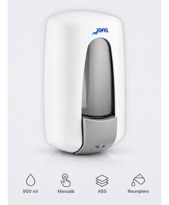 Dozator Săpun Lichid Jofel Aitana, capacitate 900 ml, calitate Premium, alb - Igienă, Design Compact și Durabilitate