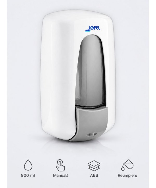 Dozator Săpun Lichid Jofel Aitana, capacitate 900 ml, calitate Premium, alb - Igienă, Design Compact și Durabilitate