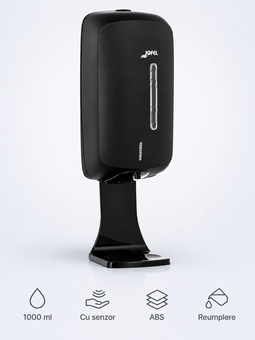Dozator Săpun Lichid Automat Senzor Jofel TIMELESS negru, Igienă Fără Contact în Design Premium