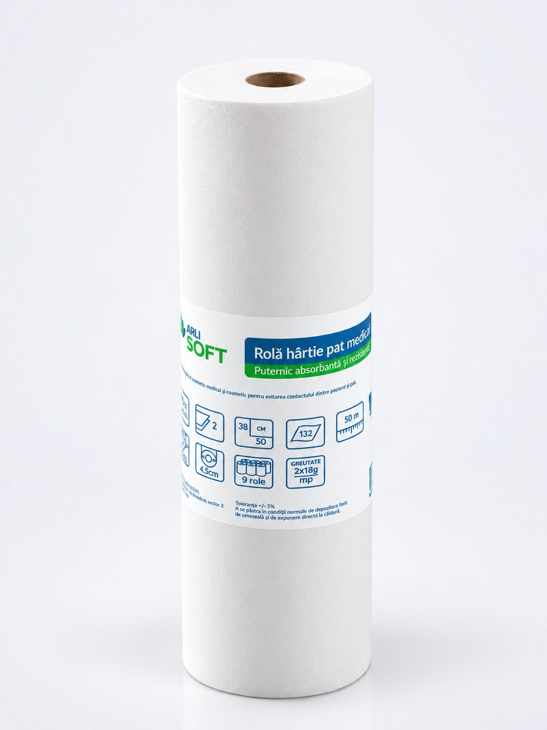 Rola hârtie cearceaf pat medical, cosmetic, masaj ArliSoft® 50 cm x 50 metri – Scutul de igienă pentru pacienți și clienți