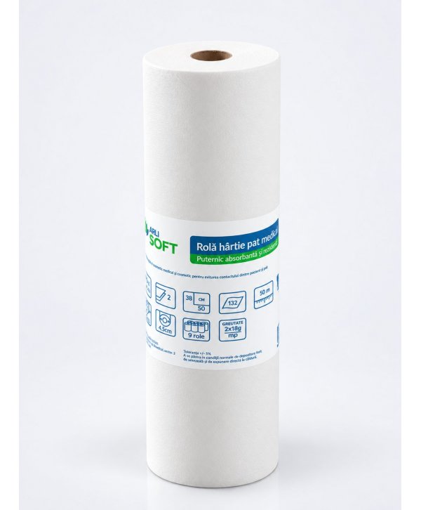 Rola hârtie cearceaf pat medical, cosmetic, masaj ArliSoft® 50 cm x 50 metri – Scutul de igienă pentru pacienți și clienți Rola hârtie cearceaf pat medical, cosmetic, masaj ArliSoft® 50 cm x 50 metri – Scutul de igienă pentru pacienți și clienți