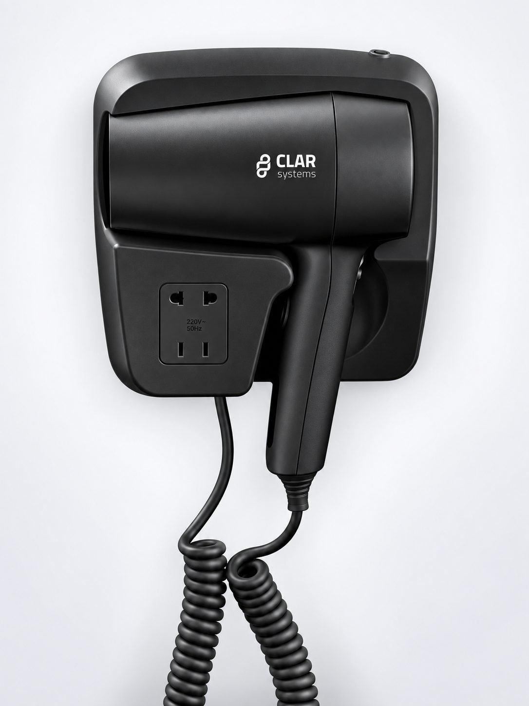 Uscator de par cu suport Clar Systems negru mat – hoteluri si wellness