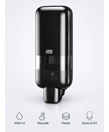 Dozator săpun lichid și spumă Tork S4 Negru cod 564508 – dozare controlată, trafic intens