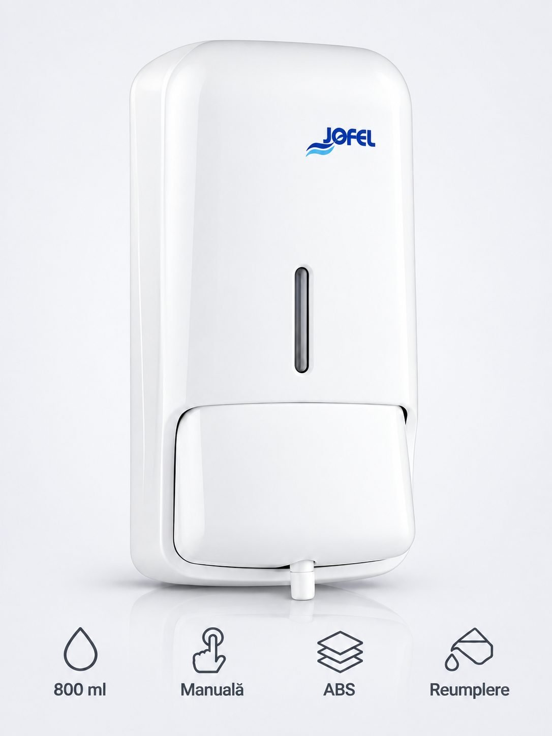 Dozator de Săpun Spumă Jofel AZUR – Eficiență și Versatilitate într-un Design Compact cu rezervor de 800 ml