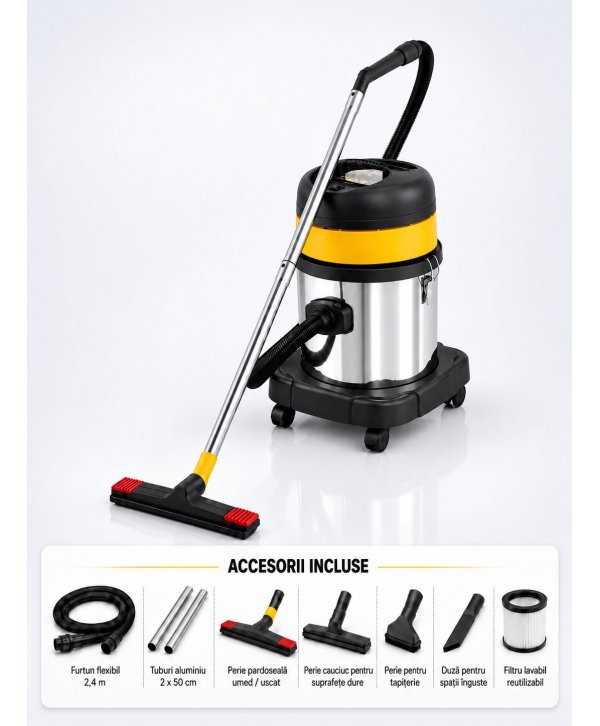 Aspirator profesional umed/uscat ArliTech® 3420 Inox – Putere 1200W, Eficiență și Responsabilitate Ecologică Aspirator profesional umed/uscat ArliTech® 3420 Inox – Putere 1200W, Eficiență și Responsabilitate Ecologică