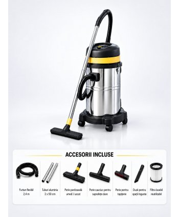 Aspirator profesional umed/uscat ArliTech® 3435 Inox – Putere 1200W, Eficiență și Sustenabilitate