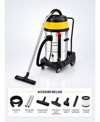 Aspirator profesional umed/uscat ArliTech® 603 Inox – Putere Extremă 3600W și Performanță Maximă