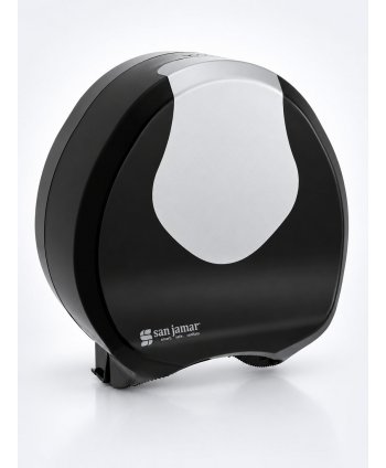 Dispenser Hârtie Igienică Jumbo San Jamar® SUMMIT – Design Premium Negru & Cromat pentru Spații Moderne și Trafic Intens