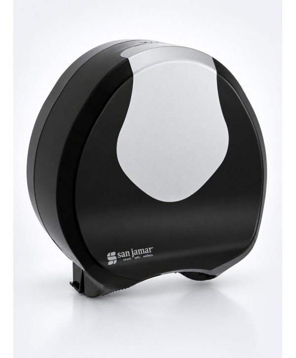Dispenser Hârtie Igienică Jumbo San Jamar® SUMMIT – Design Premium Negru & Cromat pentru Spații Moderne și Trafic Intens