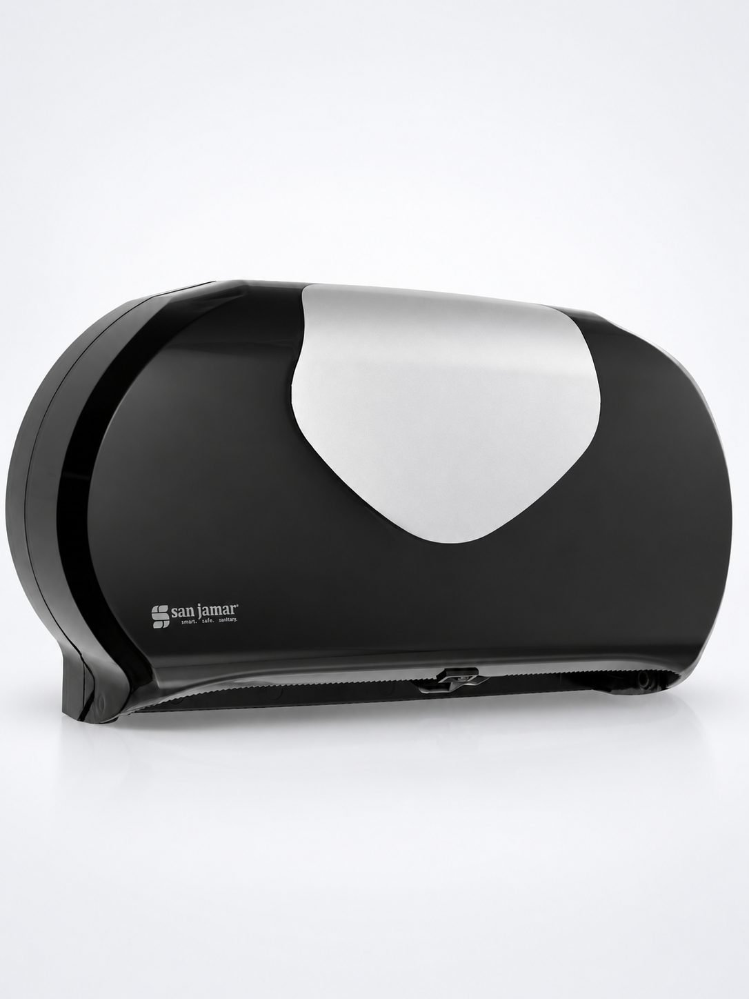 Dispenser Profesional de Hârtie Igienică 2 Role Jumbo (max 23 cm) San Jamar Summit Versatwin Negru cu Inserții Cromate