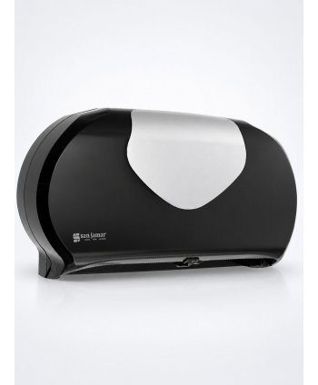Dispenser Profesional de Hârtie Igienică 2 Role Jumbo (max 23 cm) San Jamar Summit Versatwin Negru cu Inserții Cromate