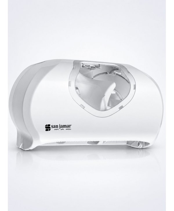 Dispenser Profesional de Hârtie Igienică 2 Role Jumbo (max 23 cm) San Jamar Summit Versatwin Alb cu Inserții Transparente Dispenser Profesional de Hârtie Igienică 2 Role Jumbo (max 23 cm) San Jamar Summit Versatwin Alb cu Inserții Transparente