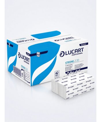 Prosoape de hartie pliate pt dispenser mobil, 2 str, 100% celuloza, 3000 buc, 15 pach x 200 servetele, 20 x 24 cm, Lucart 864051