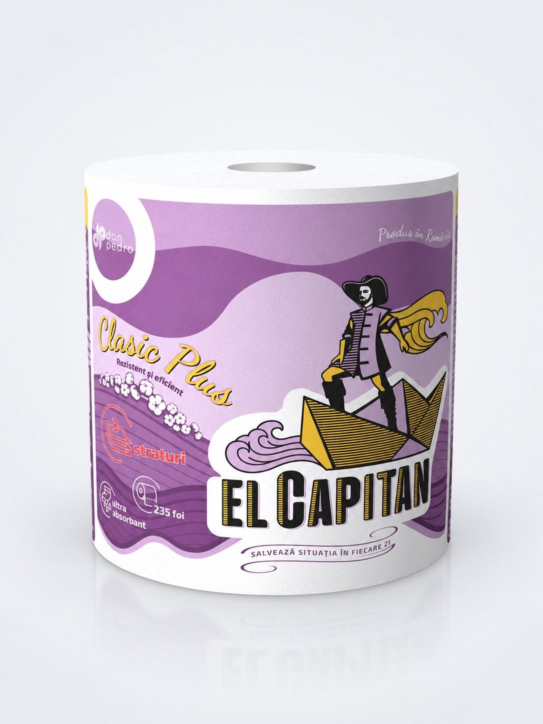 Prosop de Hârtie Bucătărie EL CAPITAN – Monorolă  3 Straturi | 100% Celuloză | 235 Foi