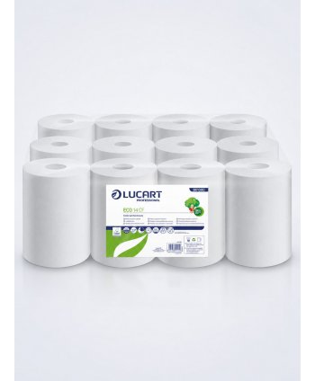 Prosoape de hartie tip rola, 2 straturi, hartie reciclata Ecolabel, 55 metri, 240 portii, Lucart 861080, pachet 12 role