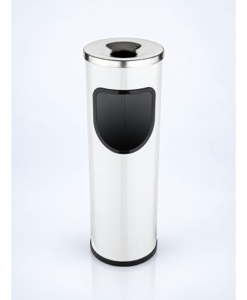 Coș de Gunoi Exterior cu Scrumieră Integrată, volum 25L – Gri Inox, Rezistent la Intemperii și Vandalism, Jofel Premium