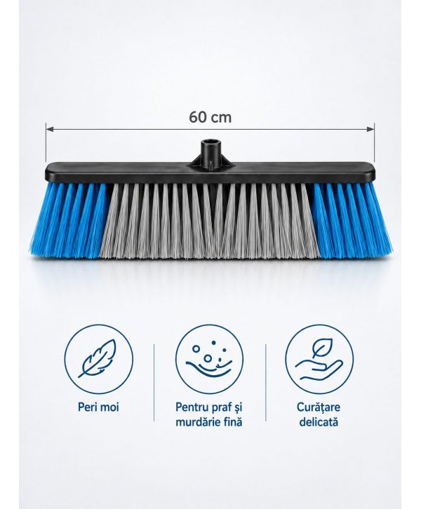 Mătură Profesională de Exterior cu Peri Flexibili 60 cm - murdărie fină, praf, nisip pe Beton, Asfalt, Marmură & Mozaic Mătură Profesională de Exterior cu Peri Flexibili 60 cm - murdărie fină, praf, nisip pe Beton, Asfalt, Marmură & Mozaic