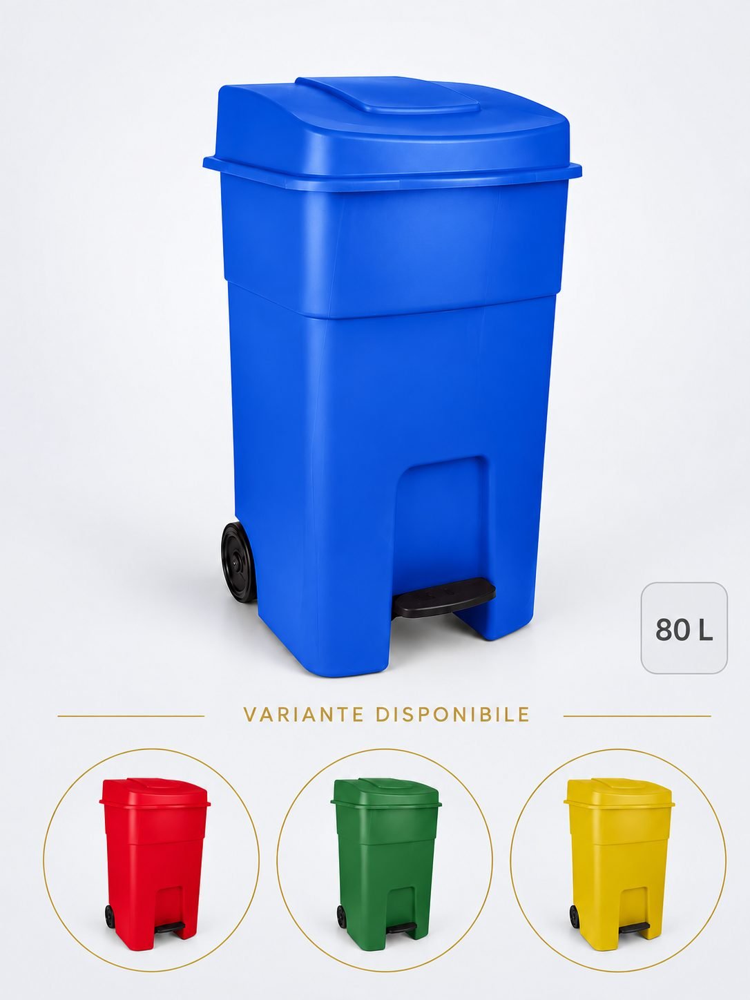 Pubela de gunoi cu pedala 80 litri pt colectare selectiva deseuri din hartie + 10 saci albastri ArliSoft 120 litri