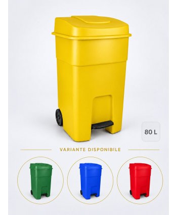 Pubela de gunoi cu pedala 80 litri pt colectare selectiva deseuri din plastic + 10 saci galbeni ArliSoft 120 litri