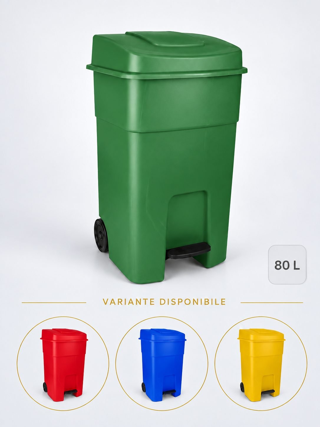 Pubela de gunoi cu pedala 80 litri pt colectare selectiva deseuri din sticla + 10 saci verzi ArliSoft 120 litri