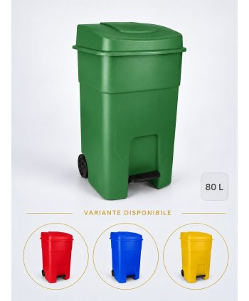Pubela de gunoi cu pedala 80 litri pt colectare selectiva deseuri din sticla + 10 saci verzi ArliSoft 120 litri