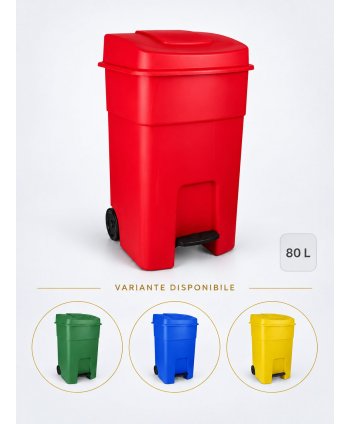 Pubela de gunoi cu pedala 80 litri pt colectare selectiva deseuri organice + 10 saci rosii ArliSoft 120 litri