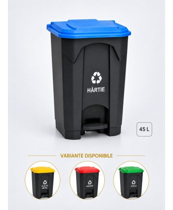 Pubela de gunoi cu pedala pt colectare selectiva deseuri din hartie, 45 litri