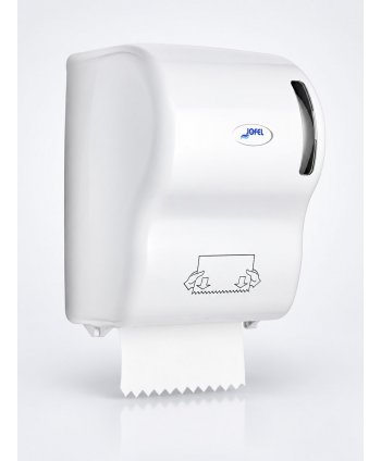 Dispenser Prosop Hartie Rola Autocut  Jofel AZUR, Reducere Consum de Hartie, Calitate Superioara, Profesional, alb