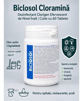 Biclosol – Dezinfectant Clorigen Efervescent de Nivel Înalt cu Spectru Larg de Actiune – 60 Tablete