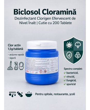 Biclosol – Dezinfectant Clorigen Efervescent de Nivel Înalt cu Spectru Larg de Actiune – 200 Tablete