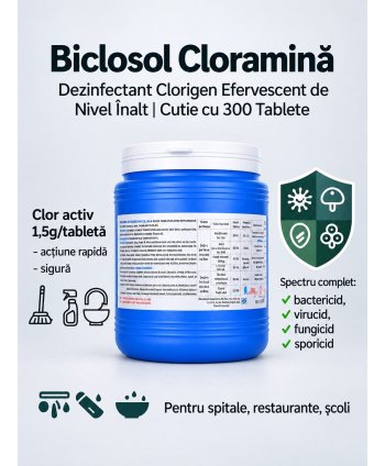 Biclosol – Dezinfectant Clorigen Efervescent de Nivel Înalt cu Spectru Larg de Actiune – 300 Tablete