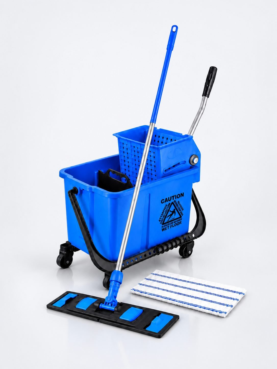 Set curățenie profesional ArliPlus® albastru, găleată 20 L cu storcător și mop plat 40 cm
