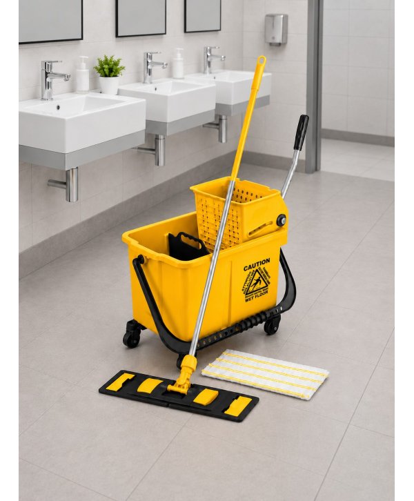 Set curățenie profesional ArliPlus® galben, găleată 20 L cu storcător și mop plat 40 cm Set curățenie profesional ArliPlus® galben, găleată 20 L cu storcător și mop plat 40 cm