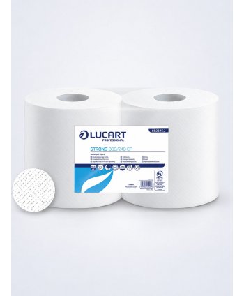 Hârtie Prosop Industrială 100% celuloza, 2 straturi, 800 portii, 240 metri, alba, Lucart Strong 852345