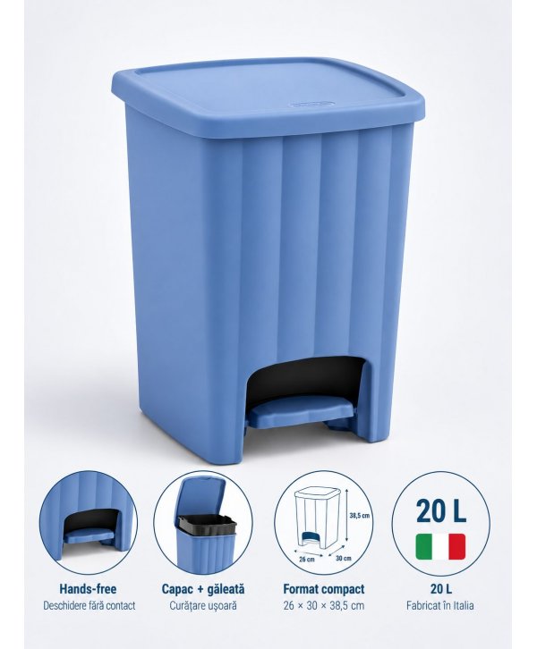 Coș de Gunoi 20L cu Pedală și Capac Blue Navy – Design Compact și Igienă Fără Compromisuri Coș de Gunoi 20L cu Pedală și Capac Blue Navy – Design Compact și Igienă Fără Compromisuri