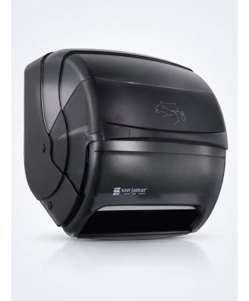 Dispenser Rola Hartie Autocut San Jamar Actionare cu Cotul, ABS Fumuriu de Inalta Calitate, Design Elegant