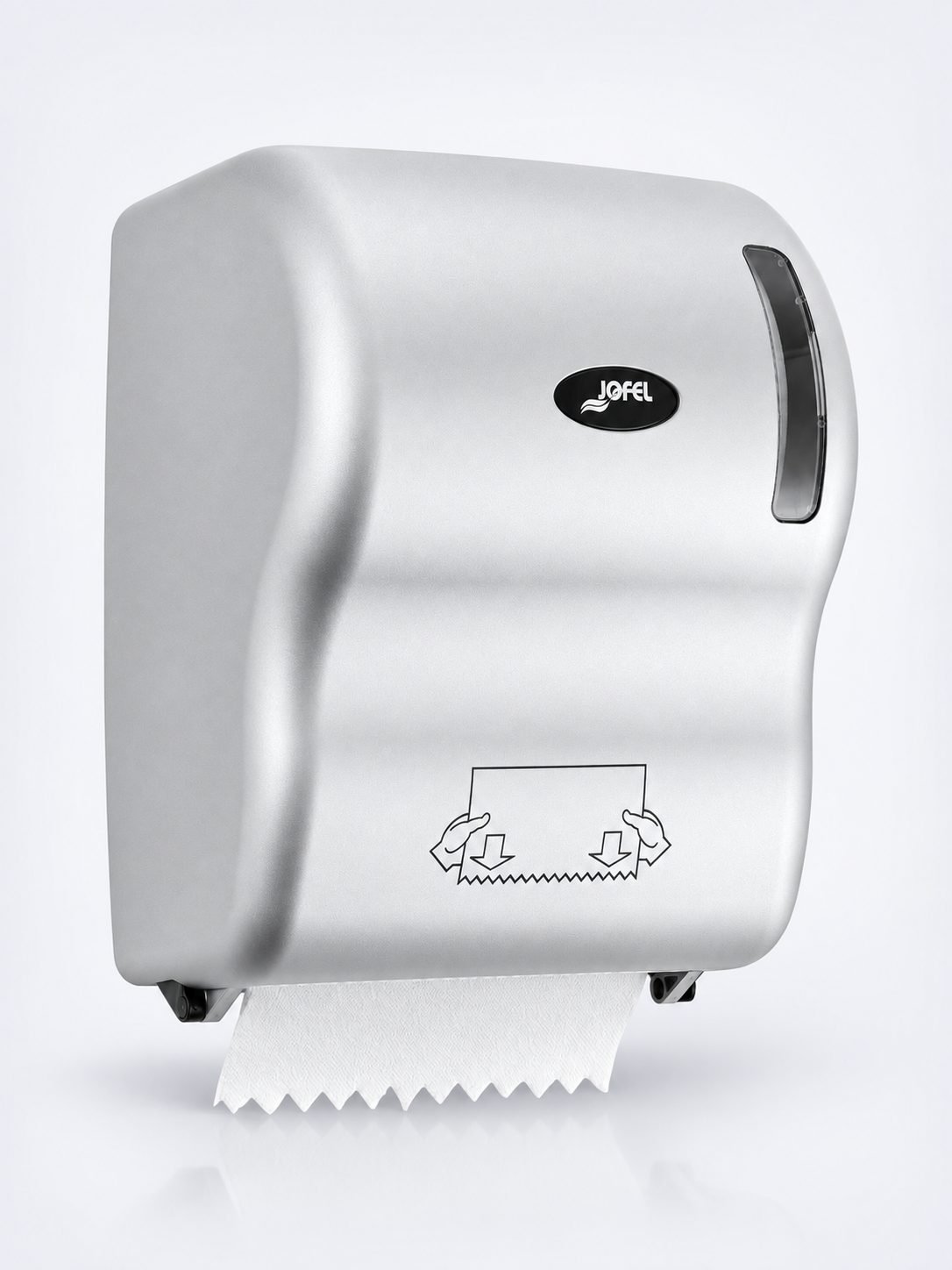 Dispenser Prosop Hartie Rola Autocut  Jofel AZUR, Reducere Consum de Hartie, Calitate Superioara, Argintiu Metalizat