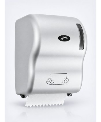 Dispenser Prosop Hartie Rola Autocut  Jofel AZUR, Reducere Consum de Hartie, Calitate Superioara, Argintiu Metalizat