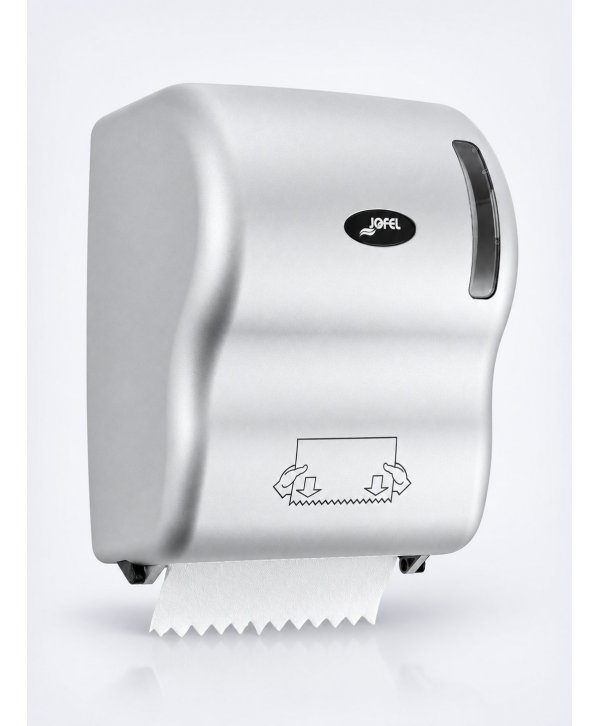 Dispenser Prosop Hartie Rola Autocut Jofel AZUR, Reducere Consum de Hartie, Calitate Superioara, Argintiu Metalizat Dispenser Prosop Hartie Rola Autocut Jofel AZUR, Reducere Consum de Hartie, Calitate Superioara, Argintiu Metalizat
