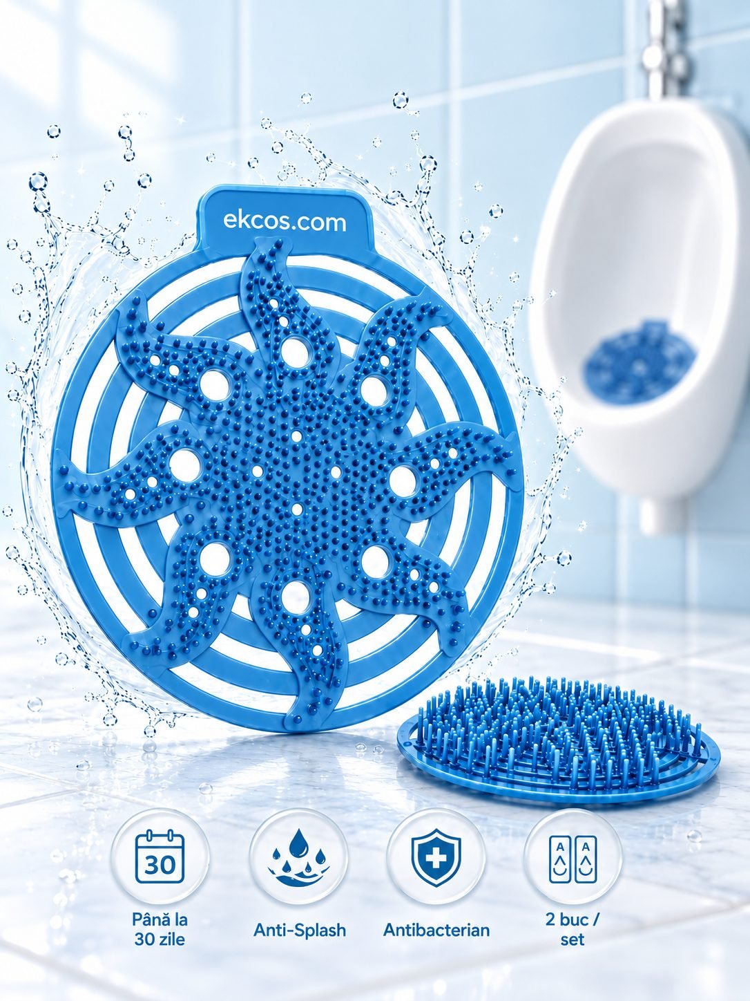 EKCOS® Power Screen Fresh - 2 Site Odorizante Profesionale pt Pisoar, anti stropire, antibacteriene, antimicrobiene